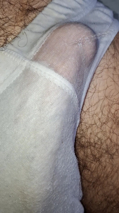 Hard cock in white underwear