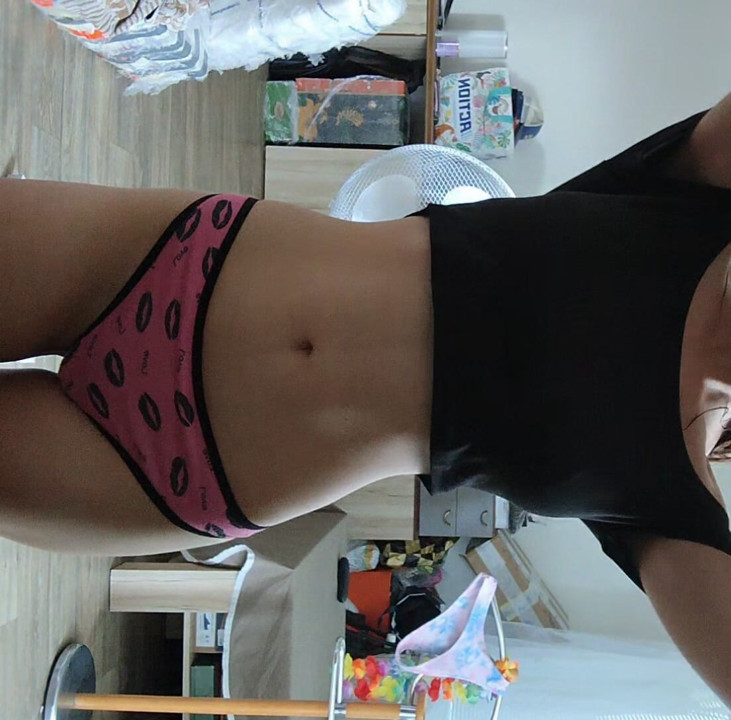 Eighteen-year-old shows off in front of the camera