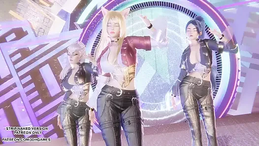 Mmd - kard - tembakan senjata - ahri, kaisa & evelynn dance league of legenda hentai tanpa sensor 4k 60fps