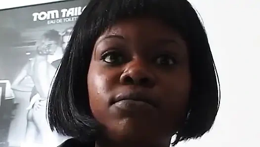 Hairy ebony teen sucks white cock