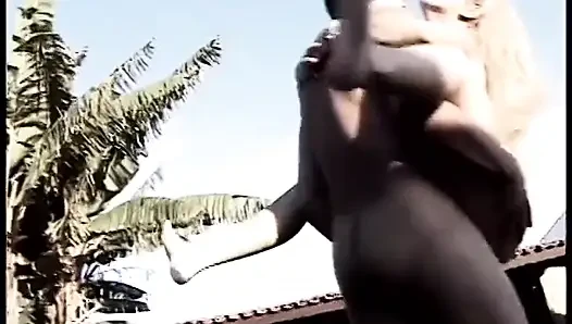 Sexy blonde gets ass fucked in the backyard