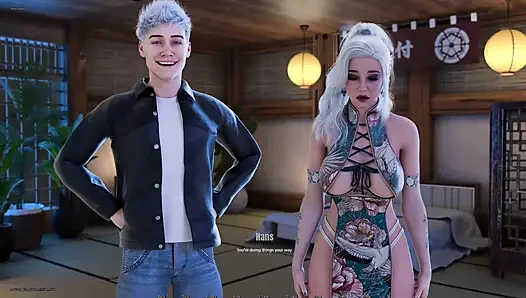 White Hair Girl Want Relax Her Hot Body