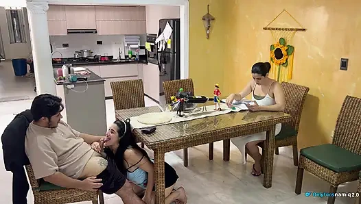 I fucked my girlfriend's daughter in front of her and she didn't notice!