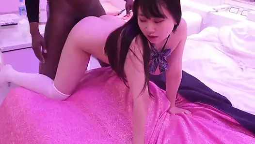 Japanese Schoolgirl Blows a Black Cock and Gets Fucked Hard