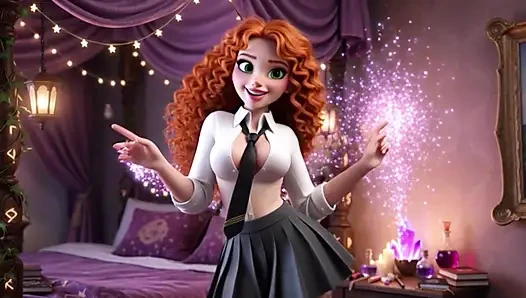 POV одна полная неделя с потрясающей стройной кудрявой огненной рыжей девушкой в волшебном университете в ярком мультяшном стиле 3D