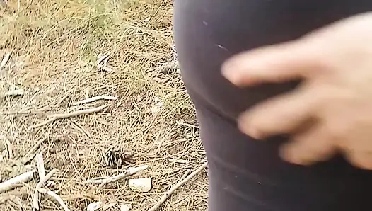 stranger big booty surpised and fucked in public forest