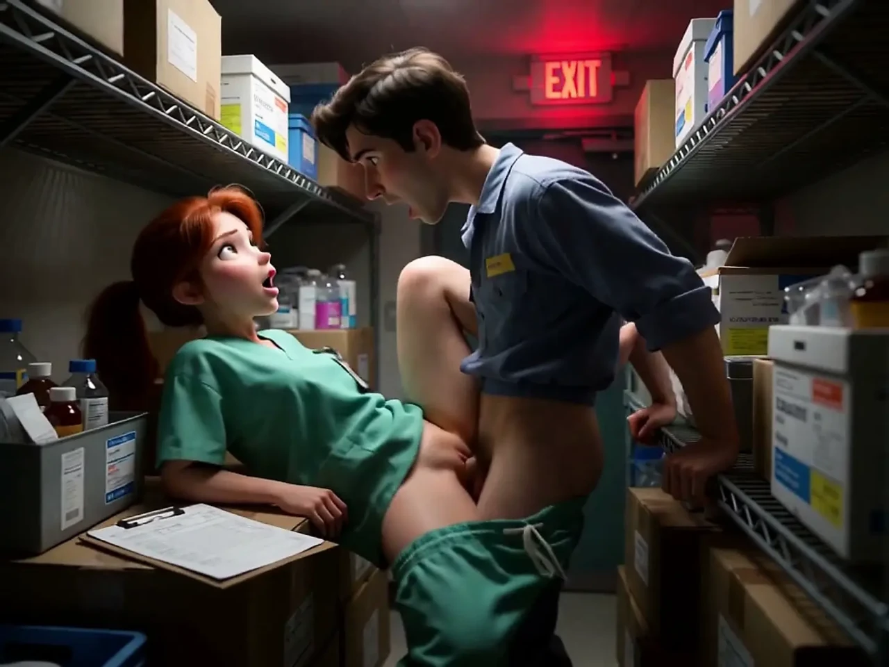 The blowjob-giving nurse, famous among doctors and nurses, relieves them during their shifts (AI-generated)