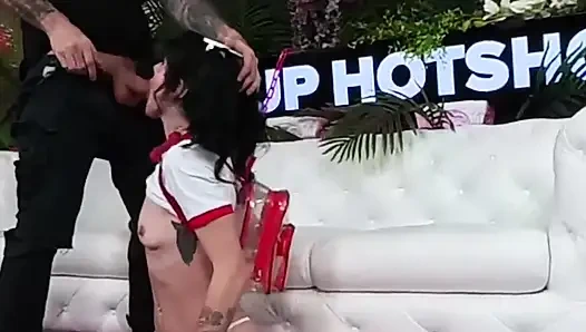 Rosalyn Sphinx Gags Deep On Nade Nasty's Big Cock Messily!