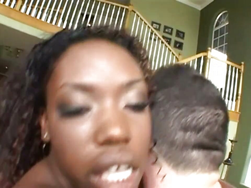 Hard double penetration for an ebony busty girl