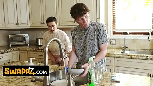 Busty Stepmoms Kenzie Taylor and Olive Glass Arrange a Naughty Son Swap