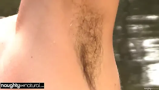 NAUGHTYNATURAL - Hairy Amateur Leona XXX River Solo and Outdoor Water Tease