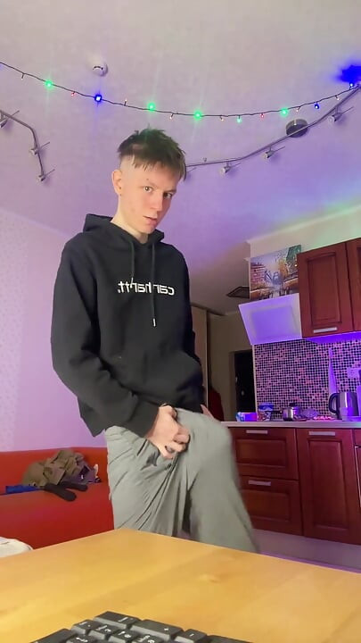 Skinny Boy Making a Huge Mess with His Thick Dick