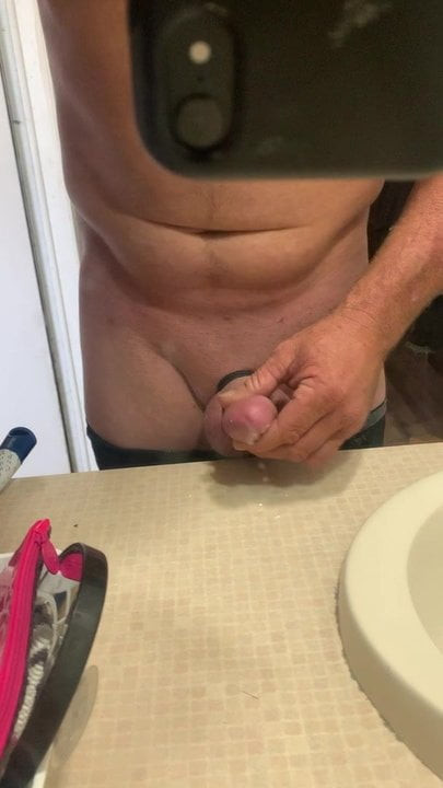 Plugged sissy cum