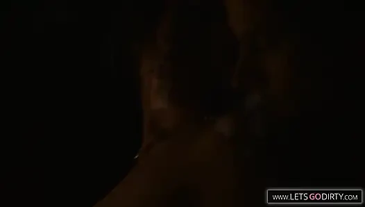 girl with big boobs enjoy huge cook