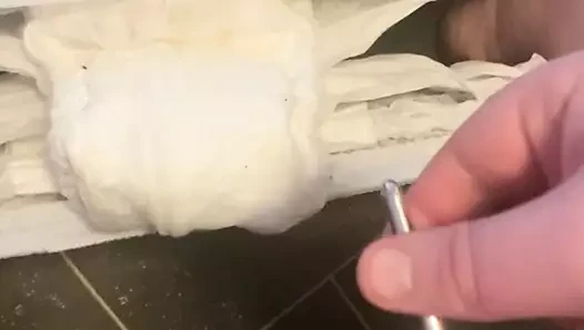 Teen sounding in a diaper