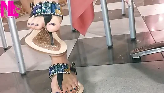 Dangling and Shoeplaying in a Bar with My Blue Estrada' Flip Flops
