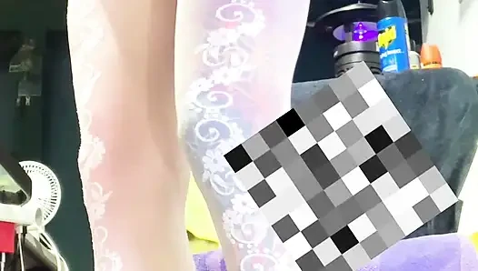 Shemale White Stocking Insert Anal Dildo