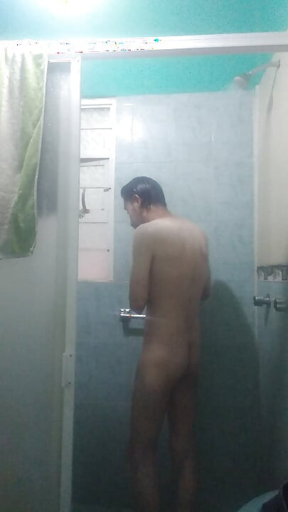 Jerking off before going to the shower.