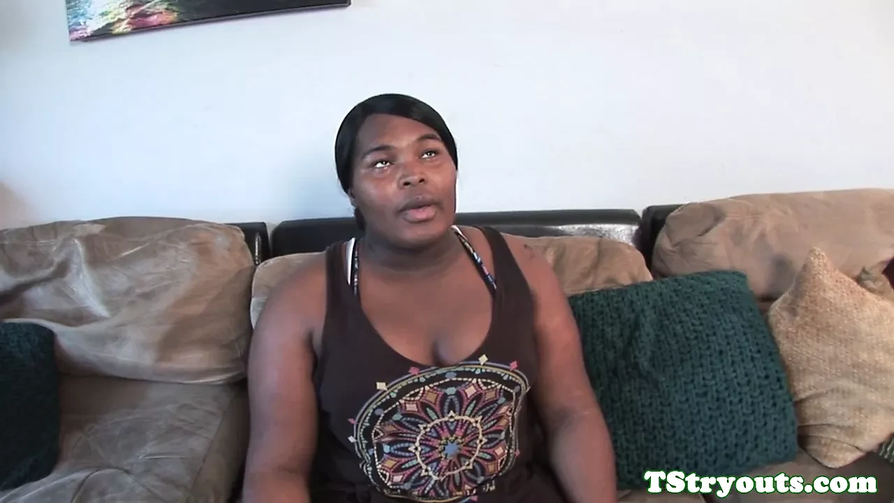 Chubby casting tgirl cocksucks while wanking