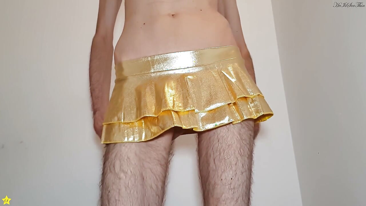 Golden Miniskirt -couldn't Wait- Try on