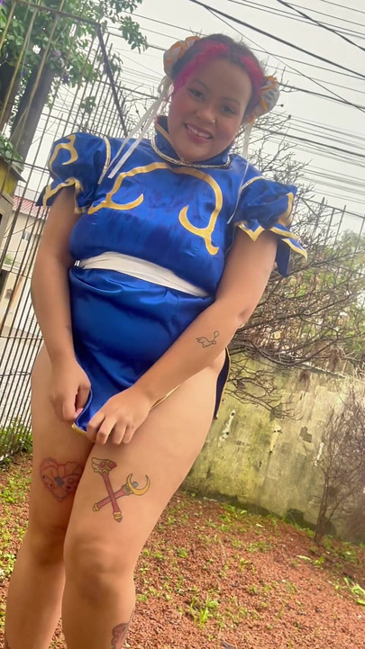 Pameran cosplay montel Chun-li di taman