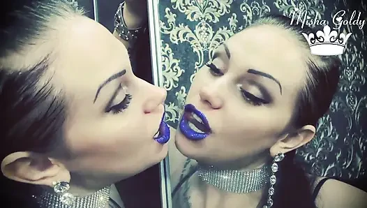 Glamorous blue glittery lips