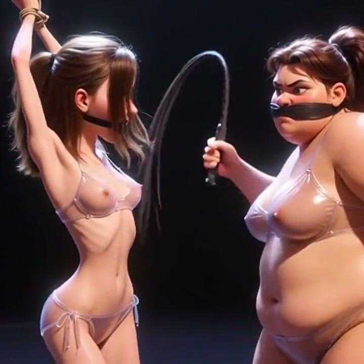 SSBBW hallitsee hoikkaa tyttöä ruoskalla - intensiivinen nöyryytys