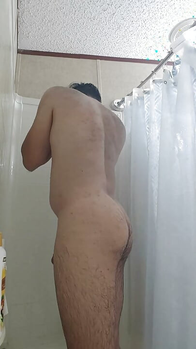Showering and shaving moment