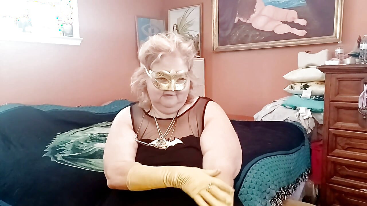 Satin Gold Gloves Fetish Play BBW Style