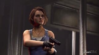 Futa Excella teste sa grosse bite avec Jill Valentine, Resident Evil Futanari