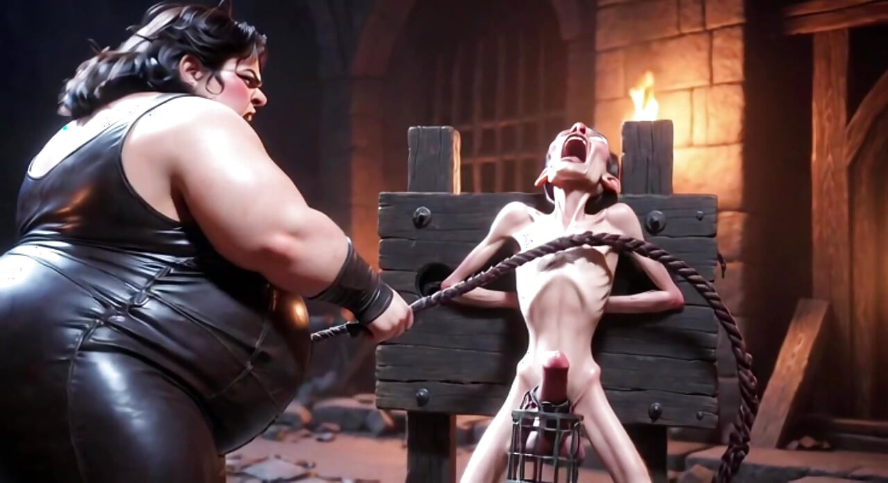 CBT Humiliation - BBW Mistress Whipping Locked Slave Cock