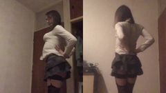 Stripping in my school girl uniform, how'd I do on may test?