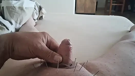 Needles and handjob with ejaculation