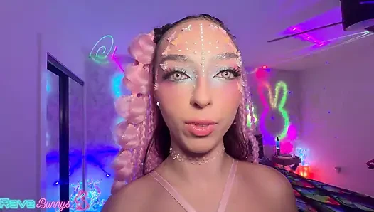 Brian Pumps Scarlett Full Of Cum While Glowsticks Light Her Stockings!