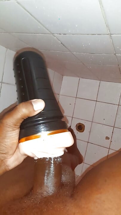 Black cock jerking off with flesh light pt5