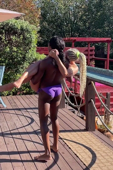 Topless Lift and Carry Featuring Paris Love and Andi Vicious