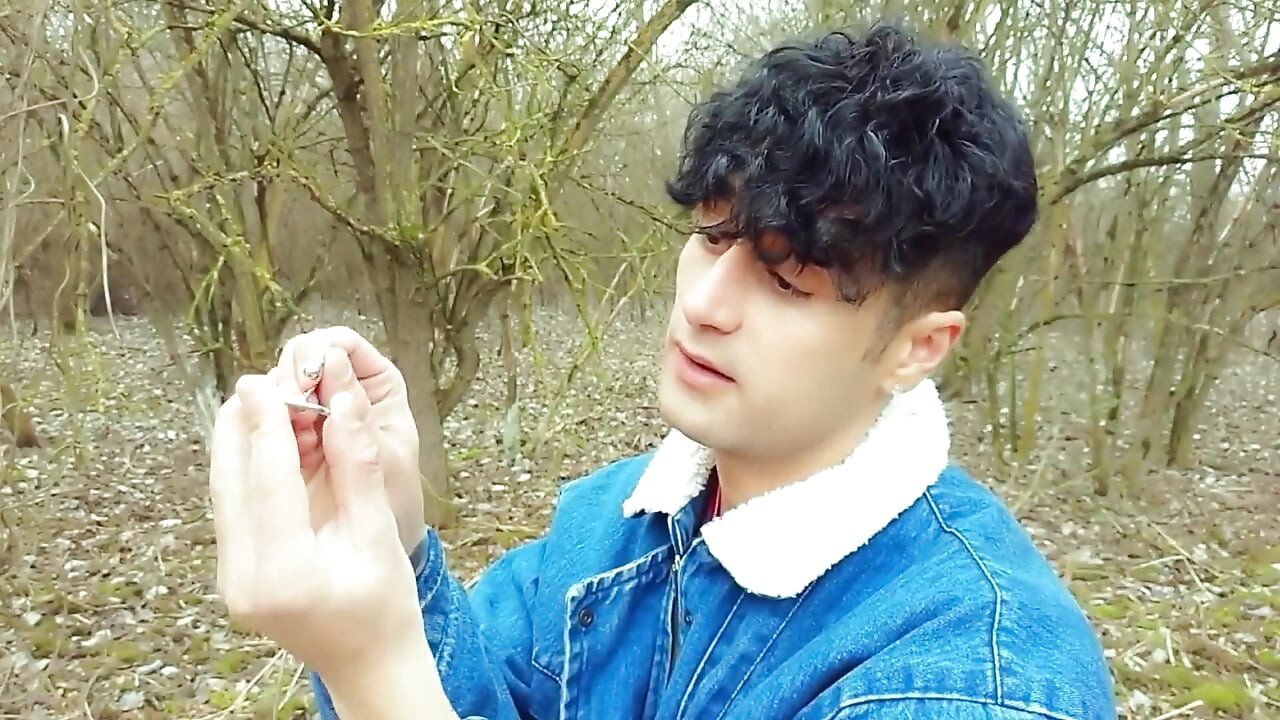 Twink Wanks with Penis Plug Outdoor - Cum Leaking with Urethral Ball Inside
