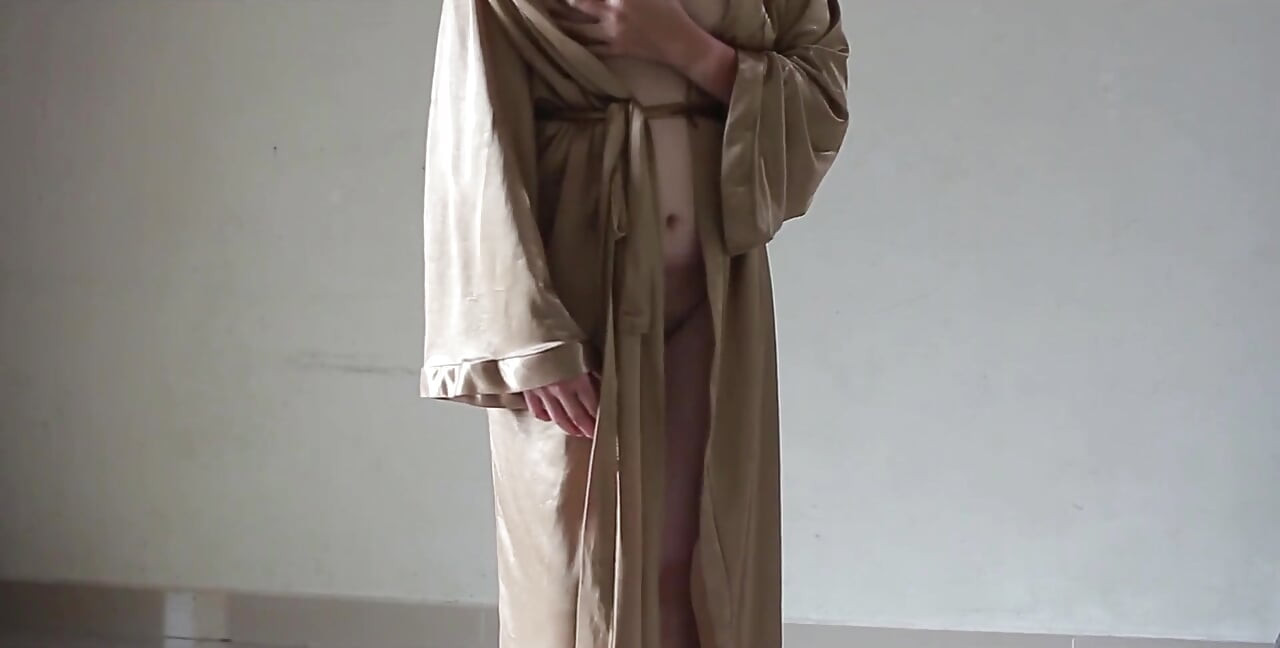 Indonesian Tobrut Girl Wearing a Sexy Satin Robe While Having Sex