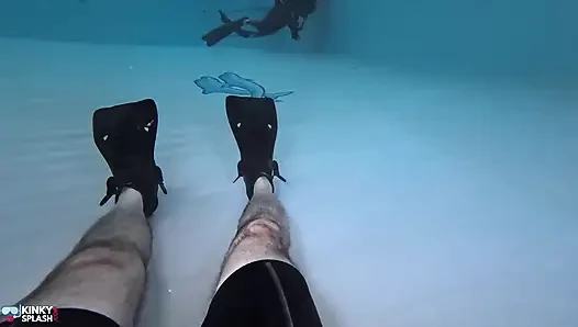 Underwater Scuba Slave Training - Dominated in Chains & Wetsuit Edging