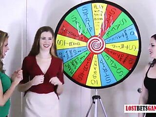 3 very pretty girls play a game of strip spin the wheel