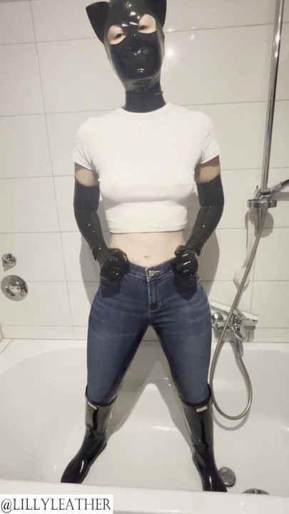 Memorable moment from "Latex teen girl is pissing in rubber boots and jeans"
