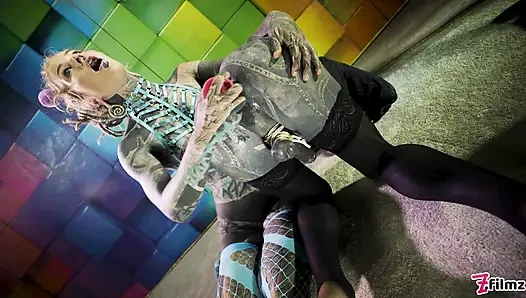 Heavily tattooed trans Lily Lu gets anal fisted
