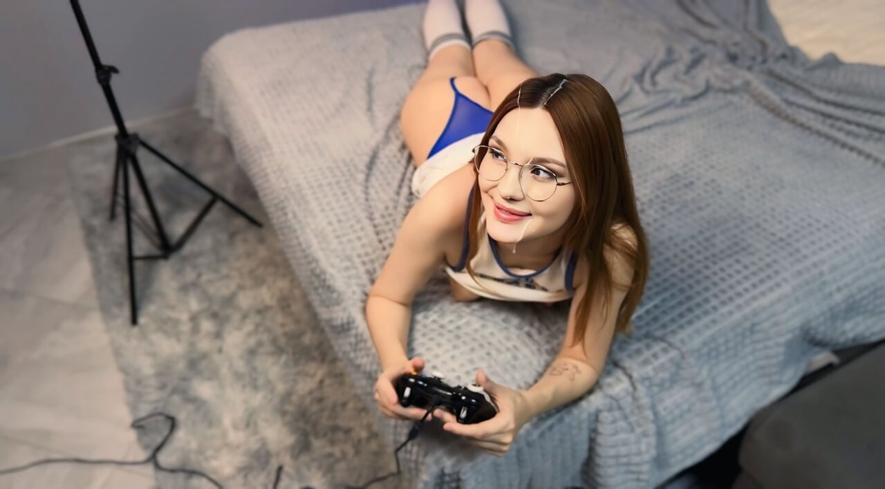 POV: Covered her face while she was playing the console