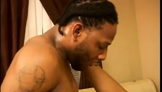 Horny ebony babe gets her hairy pussy penetrated deep by a huge hard pole