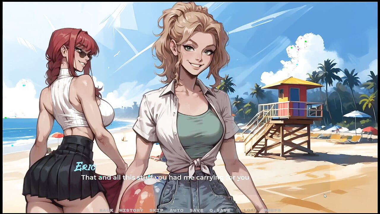 Mijn nieuwe vriendin [ Taboe hentai-spel ] Aflevering 24 Dag op het strand met mijn twee prachtige zussen!