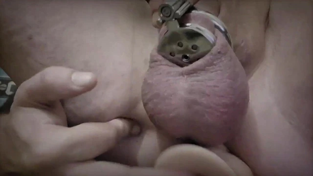 Chastity masturbation with cumshot