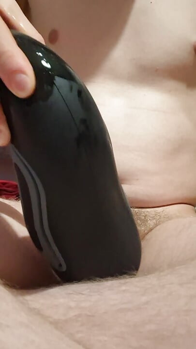 Stroking vibrating penis