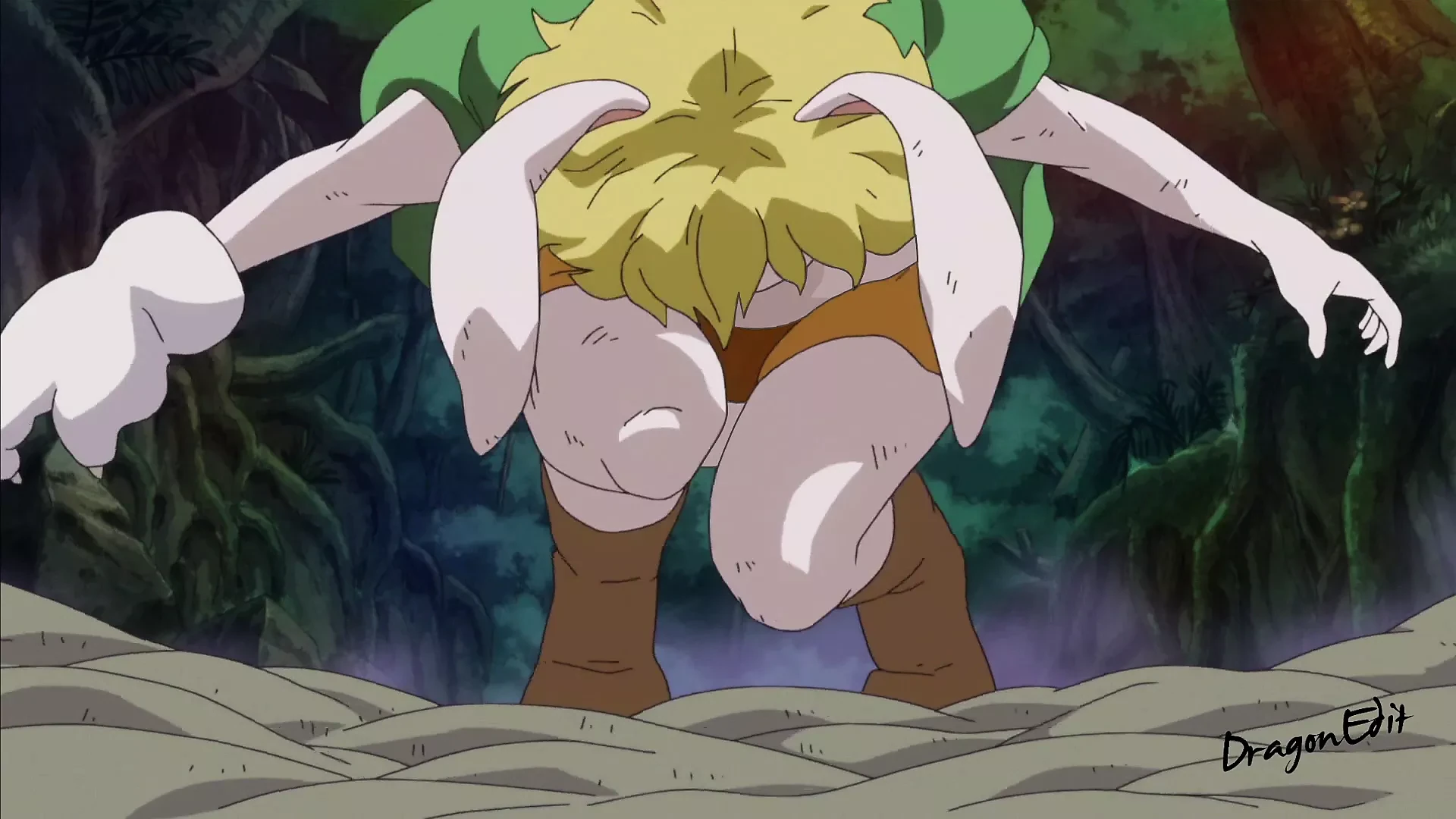 Einteiliges editiertes Ecchi Moment aus anime nacktem Karottenspringen