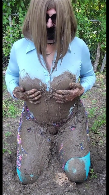Jaw-dropping moment from "Sexy Crossdresser outside in a muddy mess. I masturbate my big cock and cum in mud, nylon"