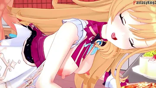 Горячий секс Escoffier на кухне - Genshin Impact